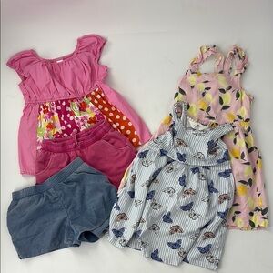 Bundle/ lot of 5— Pink and Blue tops- shorts - dresses 6/7